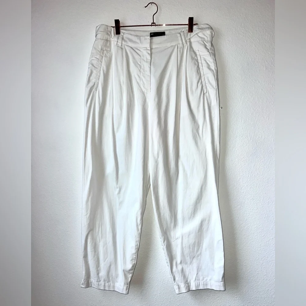 ASOS DESIGN tailored barrel leg white pants high rise belt loops pockets Sz‎ 12